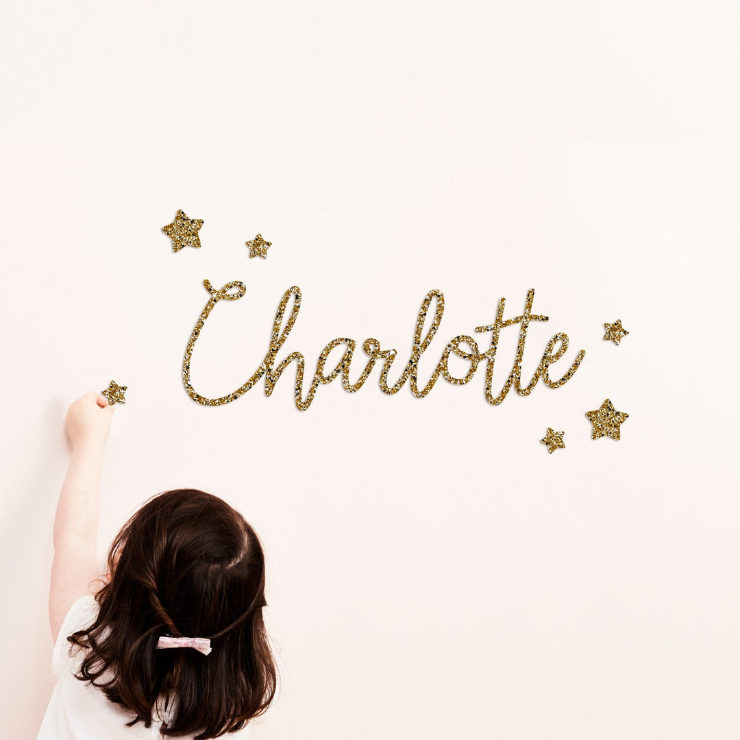 Gold Glitter Word & Stars Wall Stickers®