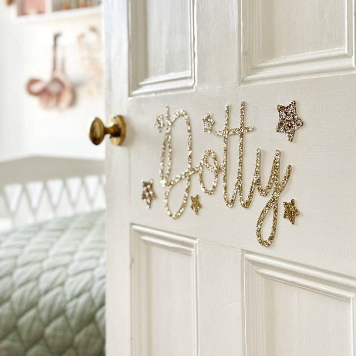 Gold Glitter Word & Stars Wall Stickers®