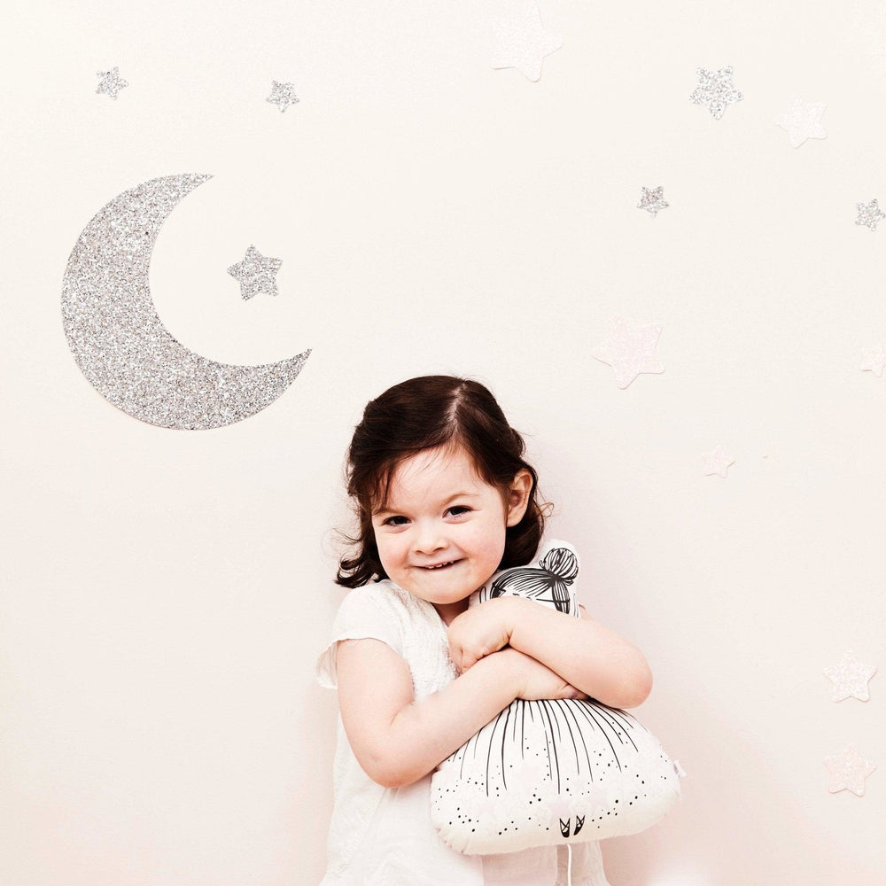 Silver Glitter Moon & Stars Wall Stickers Set - Little Cloud-Moon Wall Stickers