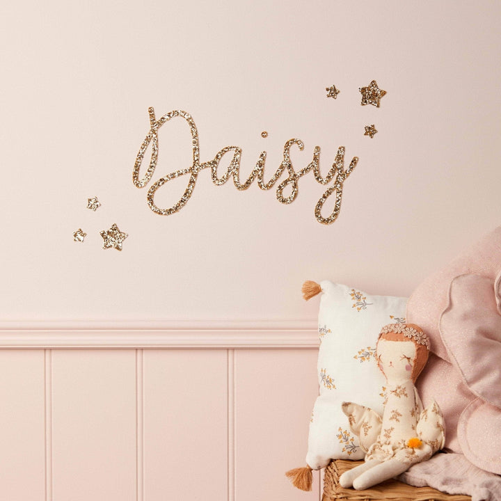 Gold Glitter Word & Stars Wall Stickers®