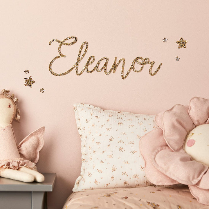 Gold Glitter Word & Stars Wall Stickers®