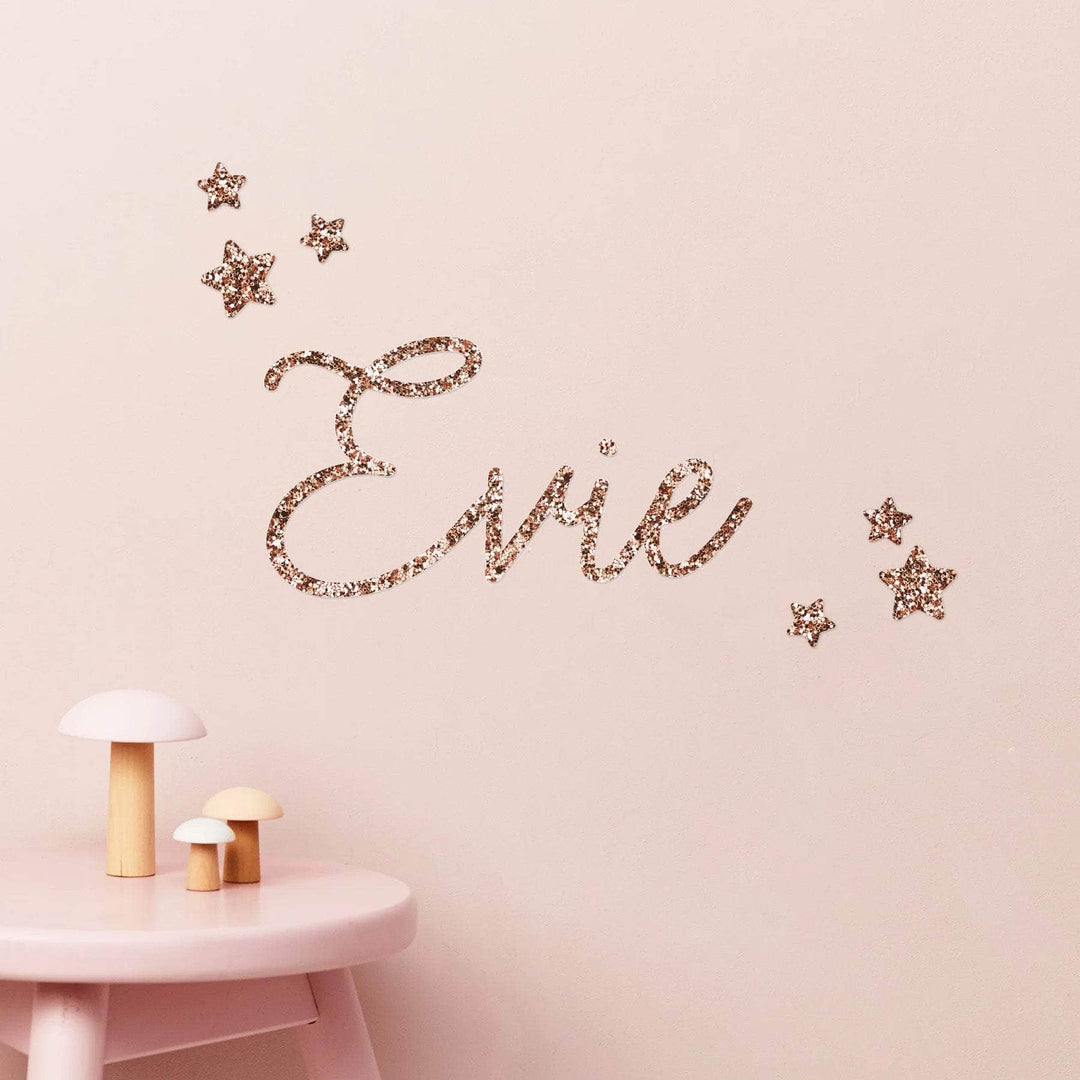 Rose Gold Glitter Word & Stars Wall Stickers®