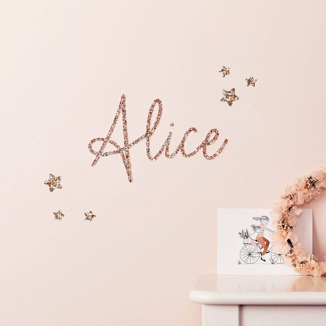 Rose Gold Glitter Word & Stars Wall Stickers®