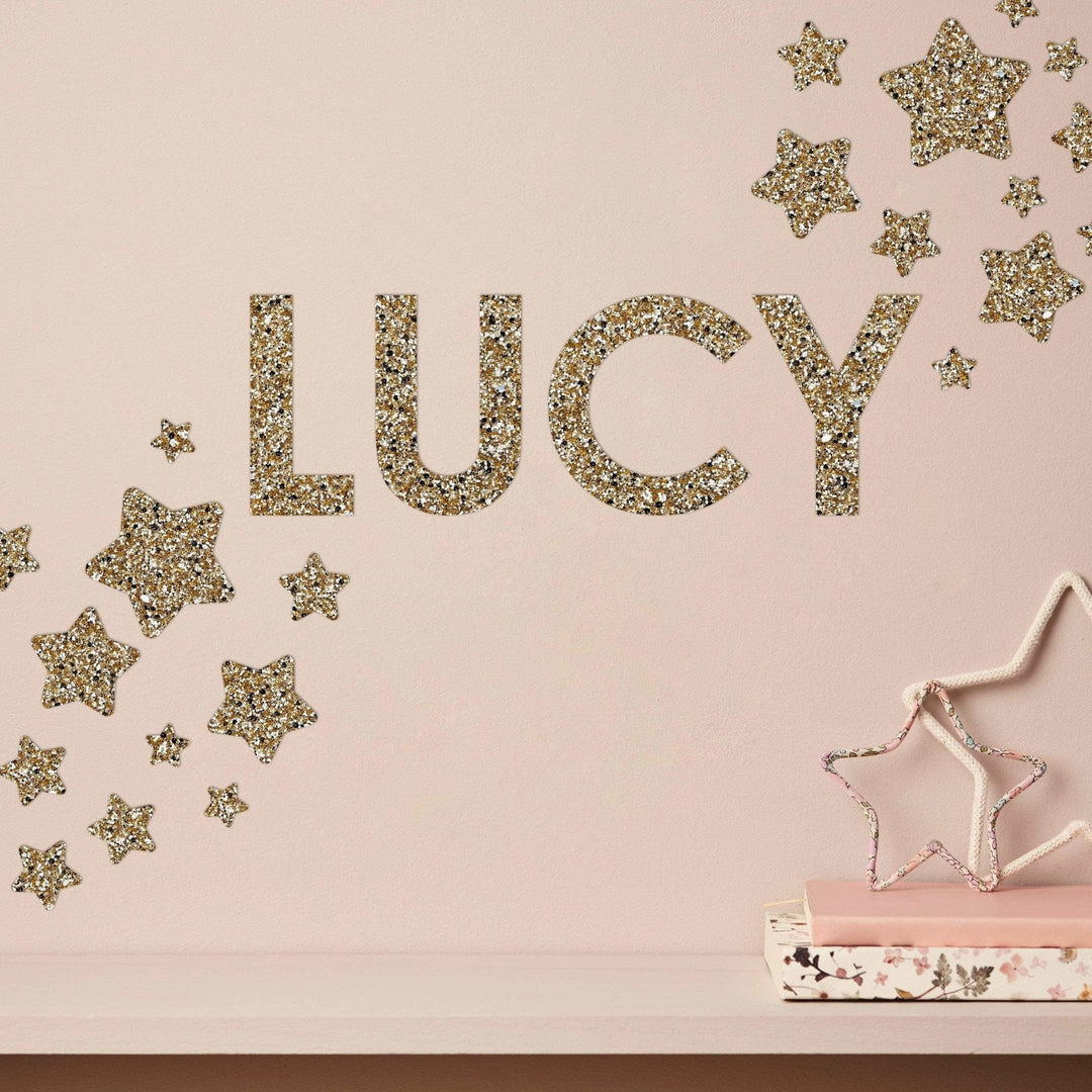 Gold Glitter Letter Wall Stickers - Little Cloud-Wall Stickers Stars