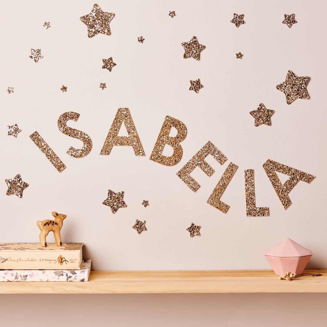 Gold Glitter Letter Wall Stickers - Little Cloud-Wall Stickers Stars