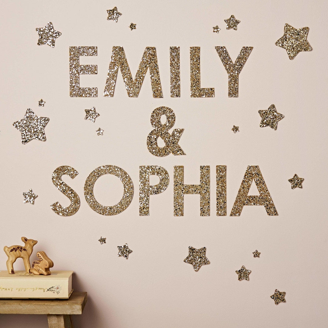 Gold Glitter Letter Wall Stickers - Little Cloud-Wall Stickers Stars