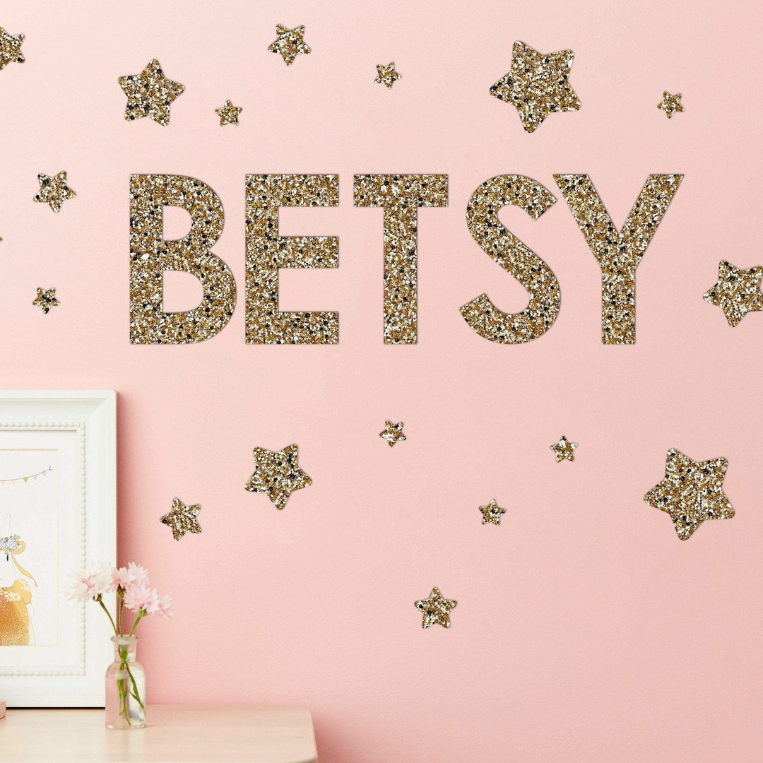 Gold Glitter Letter Wall Stickers - Little Cloud-Wall Stickers Stars