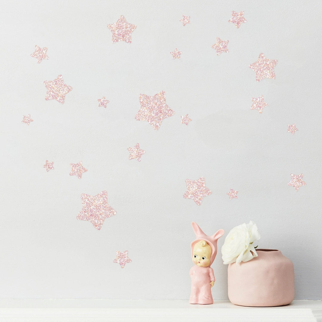 Heavenly Pink Glitter Star Wall Stickers® - Little Cloud-Wall Stickers Stars