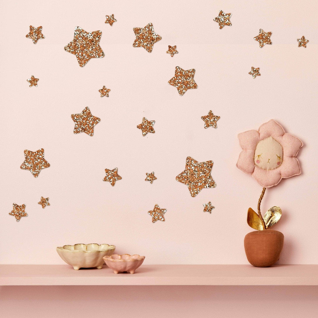 Rose Gold Glitter Star Wall Stickers - Little Cloud-Wall Stickers Stars