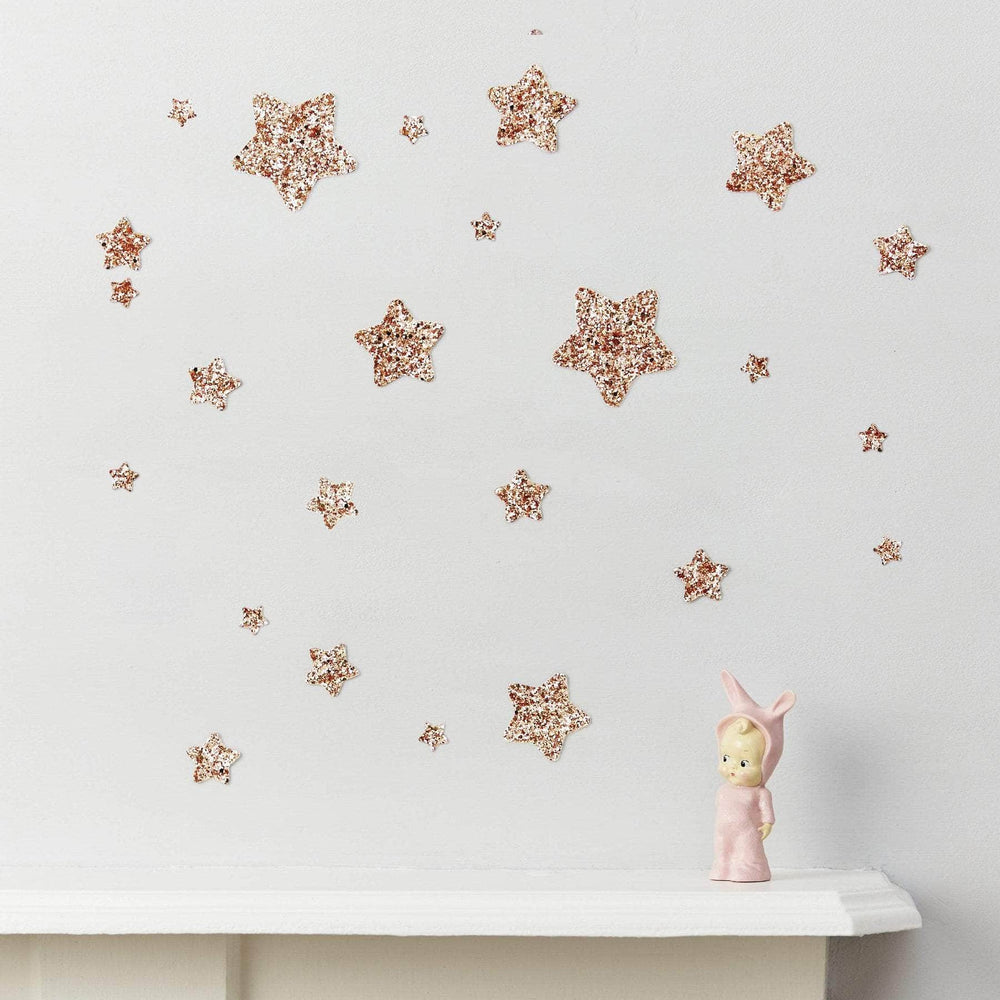 Rose Gold Glitter Star Wall Stickers - Little Cloud-Wall Stickers Stars