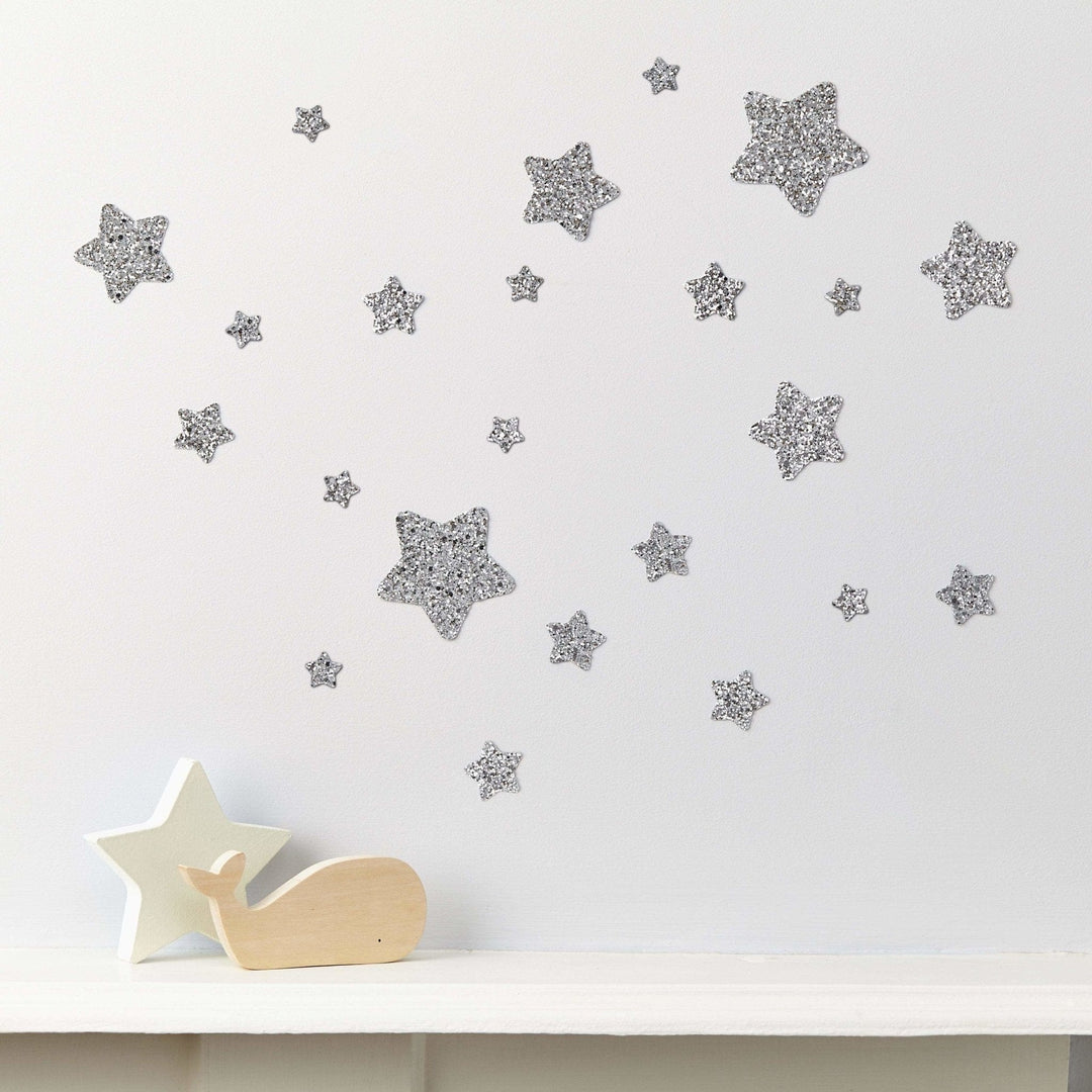 Silver Glitter Star Wall Stickers® - Little Cloud-Wall Stickers Stars