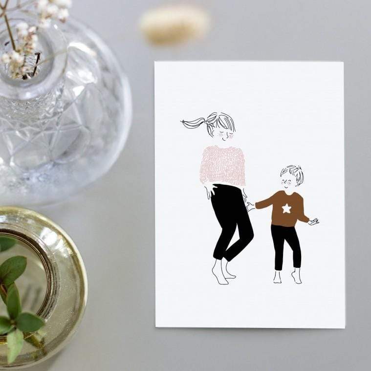 Dancing Mama & Boy - Little Cloud-Postcards